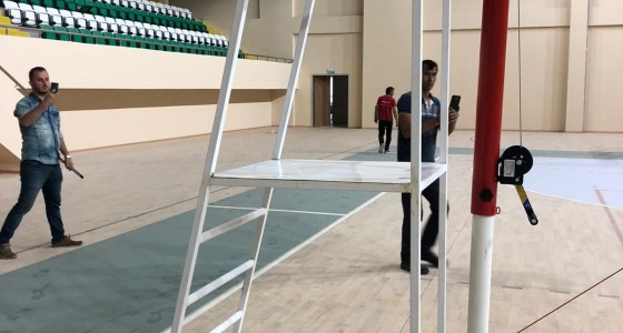 Volleyball Net and Volleyball Referee Seat